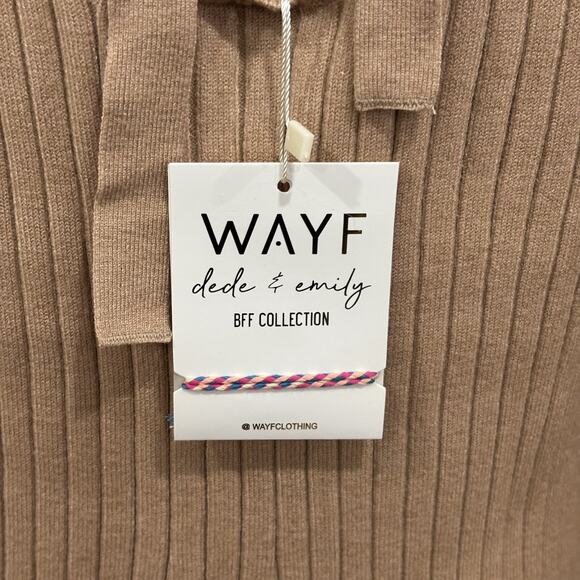 NWT Nordstrom WayF Hollie Size XL Tan Tie Neck Side Slit Sweater Dress Brunch - Picture 3 of 9
